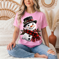 Snowman Buffalo Plaid Scarf Christmas Graphic Tee