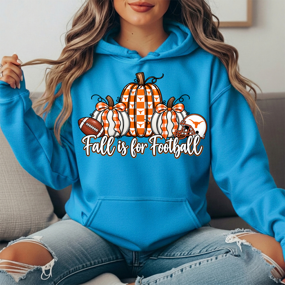 Texas Longhorns Fall Is for Football Pumpkin Graphic Hoodie
