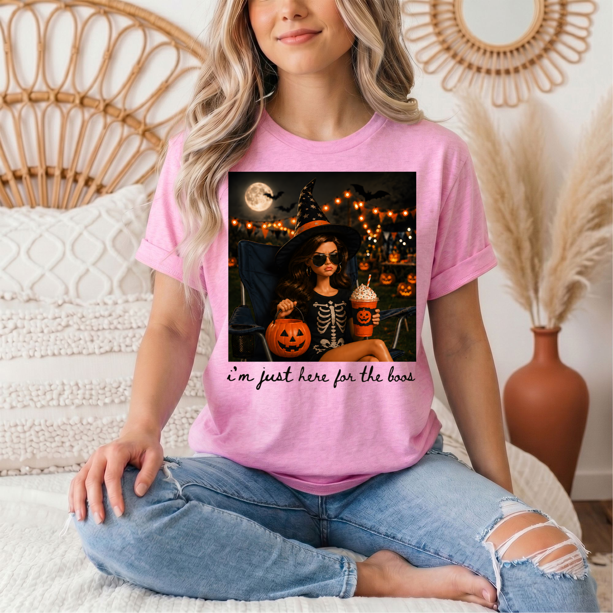 I'm Just Here for the Boos Halloween Graphic Tee