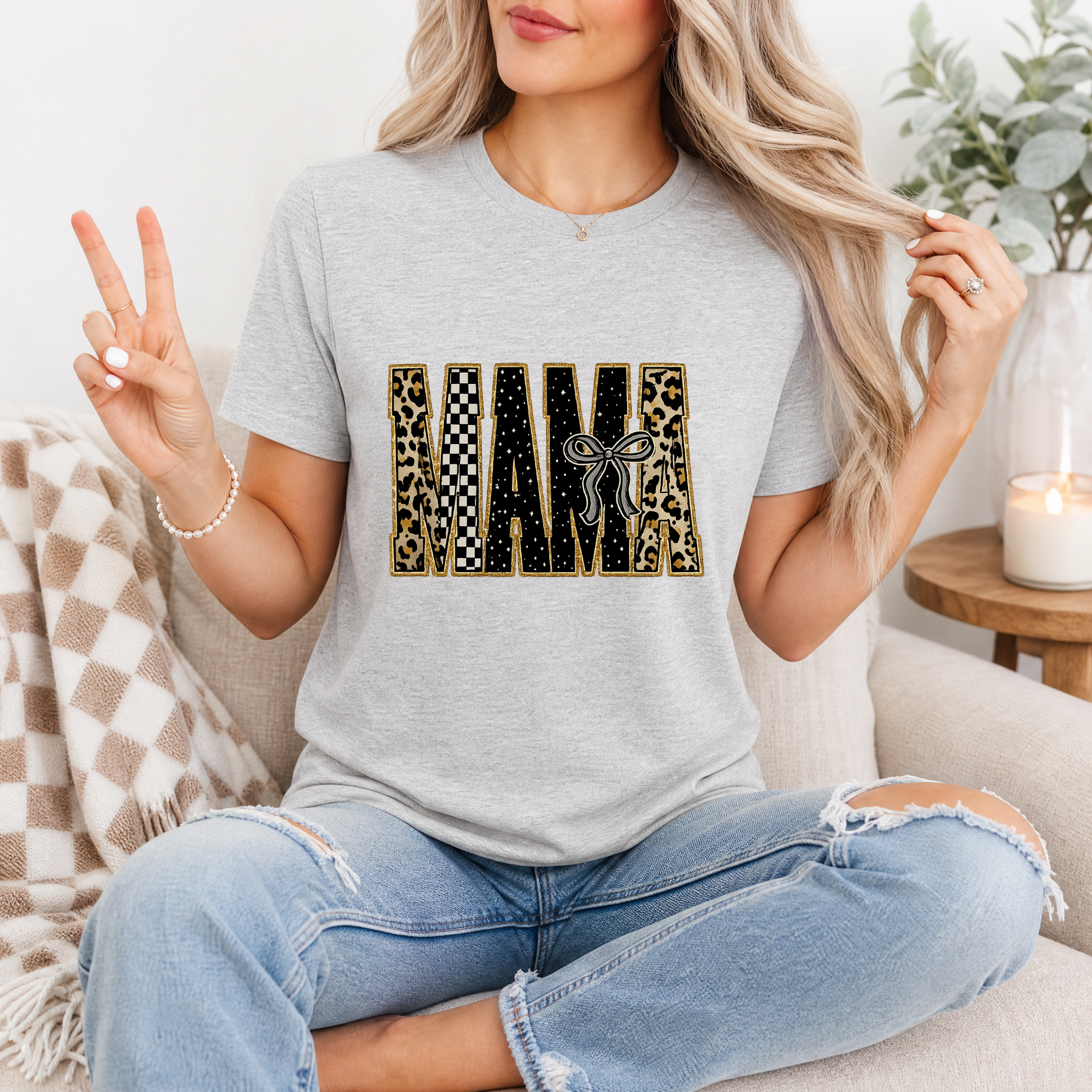 Mama Mixed Pattern Premium Graphic Tee