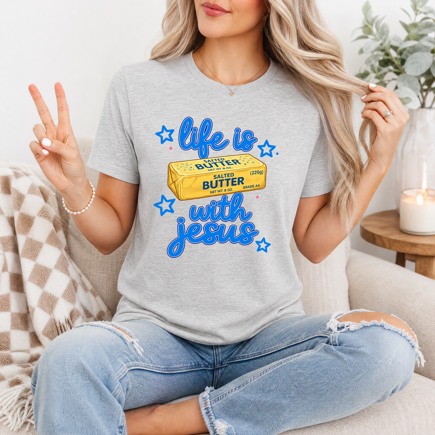 Life Is Butter With Jesus Premium Graphic Tee