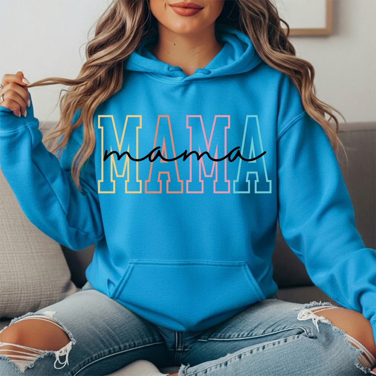 Pastel Mama Outline Graphic Hoodie