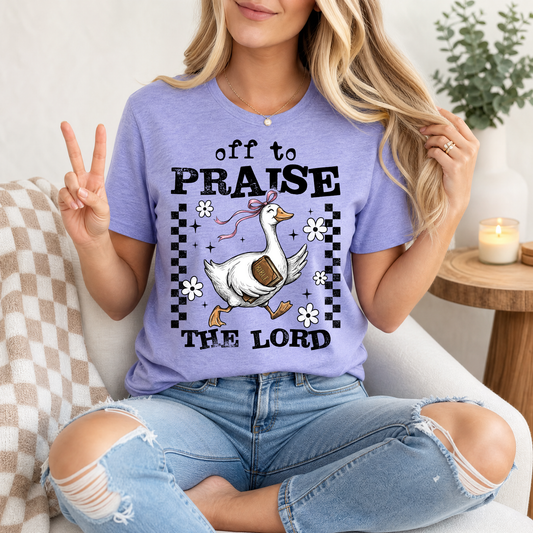 Off To Praise The Lord Christian Graphic Tee