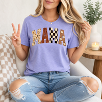 Fall Mama Floral, Checkerboard & Pumpkin Graphic Tee