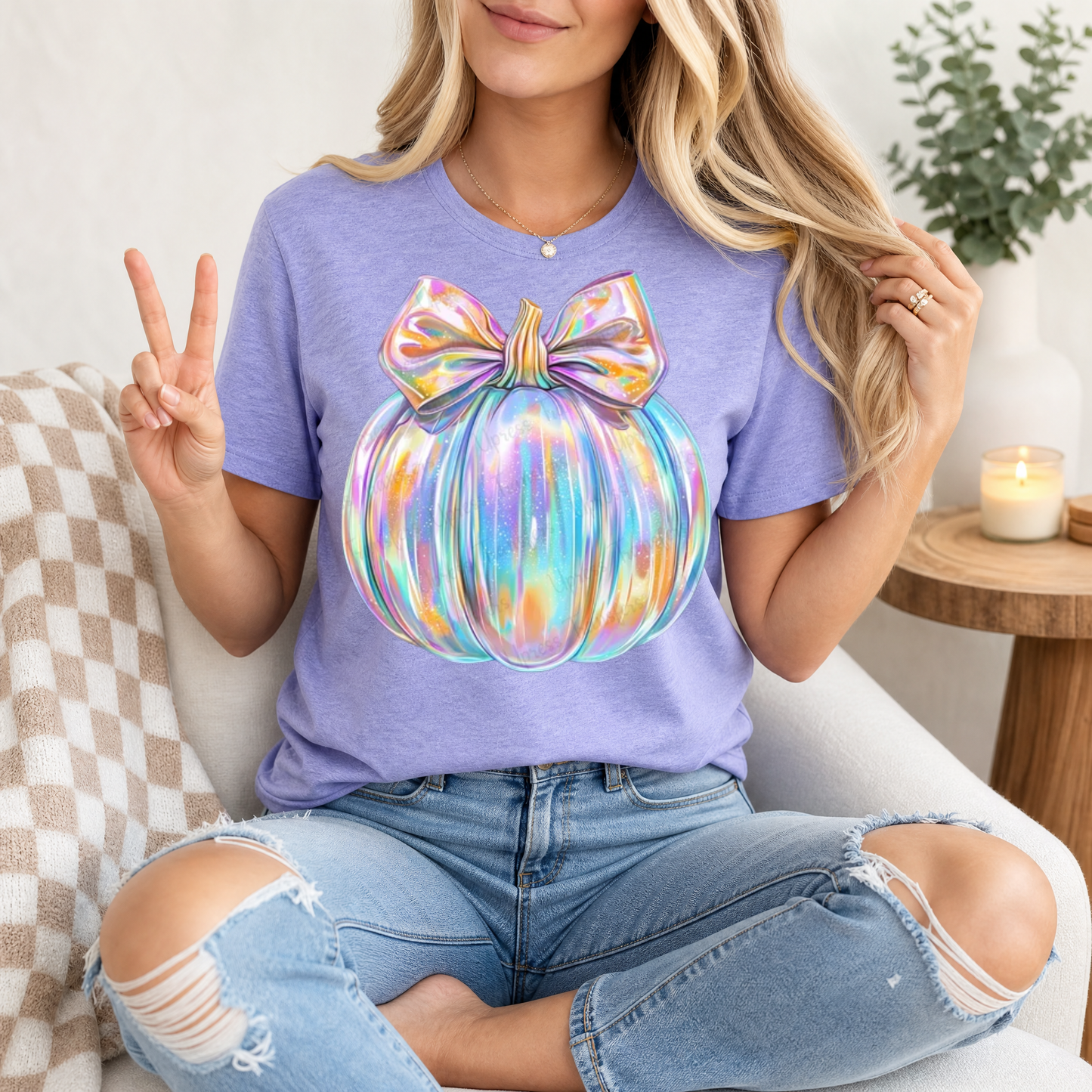 Sparkle Iridescent Pumpkin Premium Graphic Tee