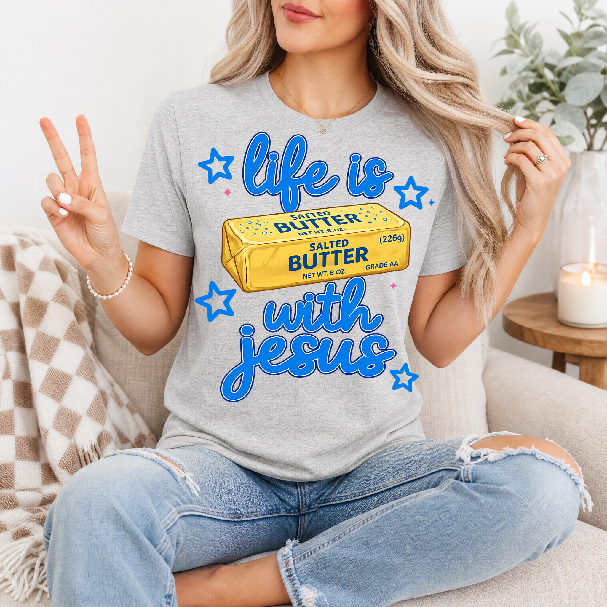 Life Is Butter With Jesus Premium Graphic Tee