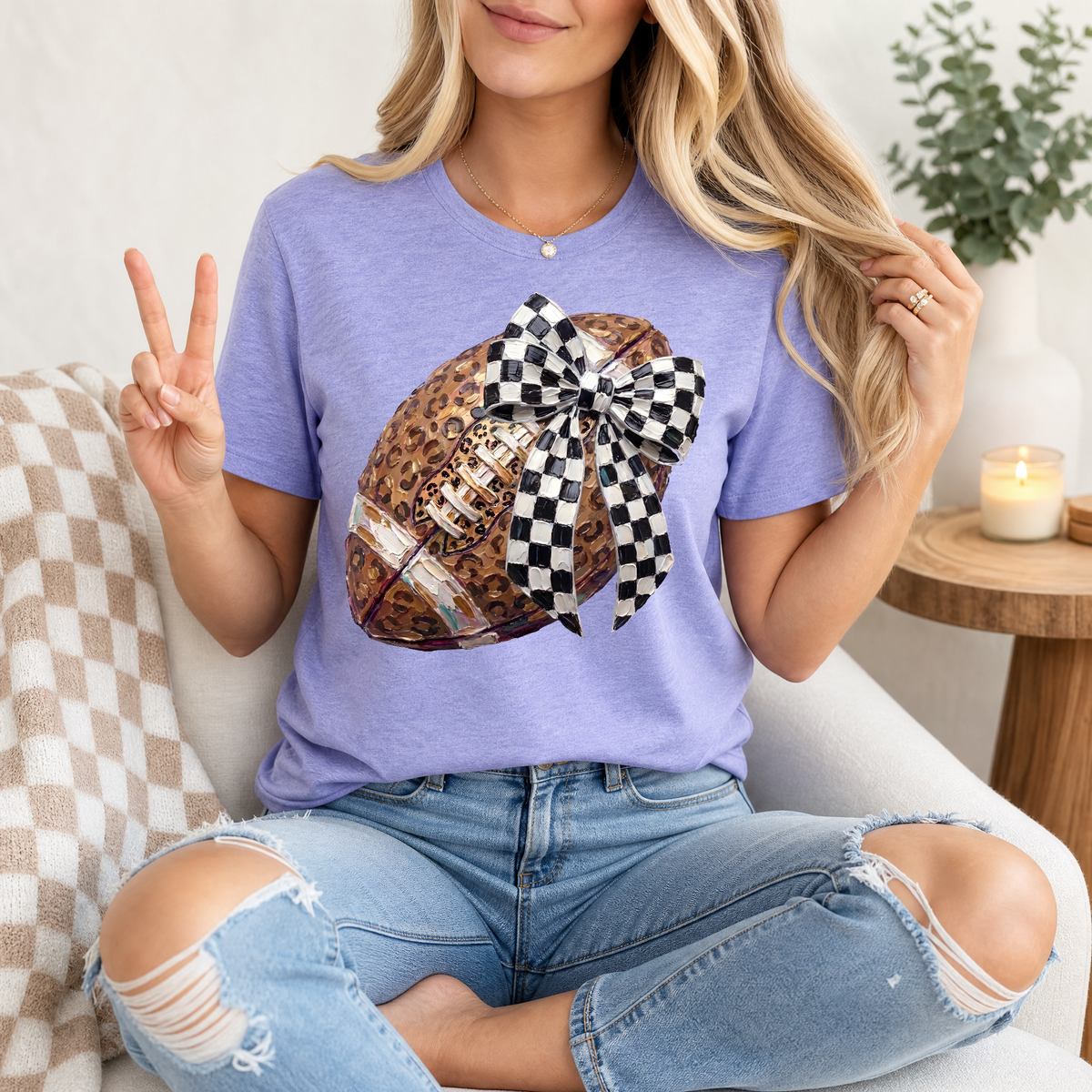 Leopard Painted Football Premium Graphic Tee