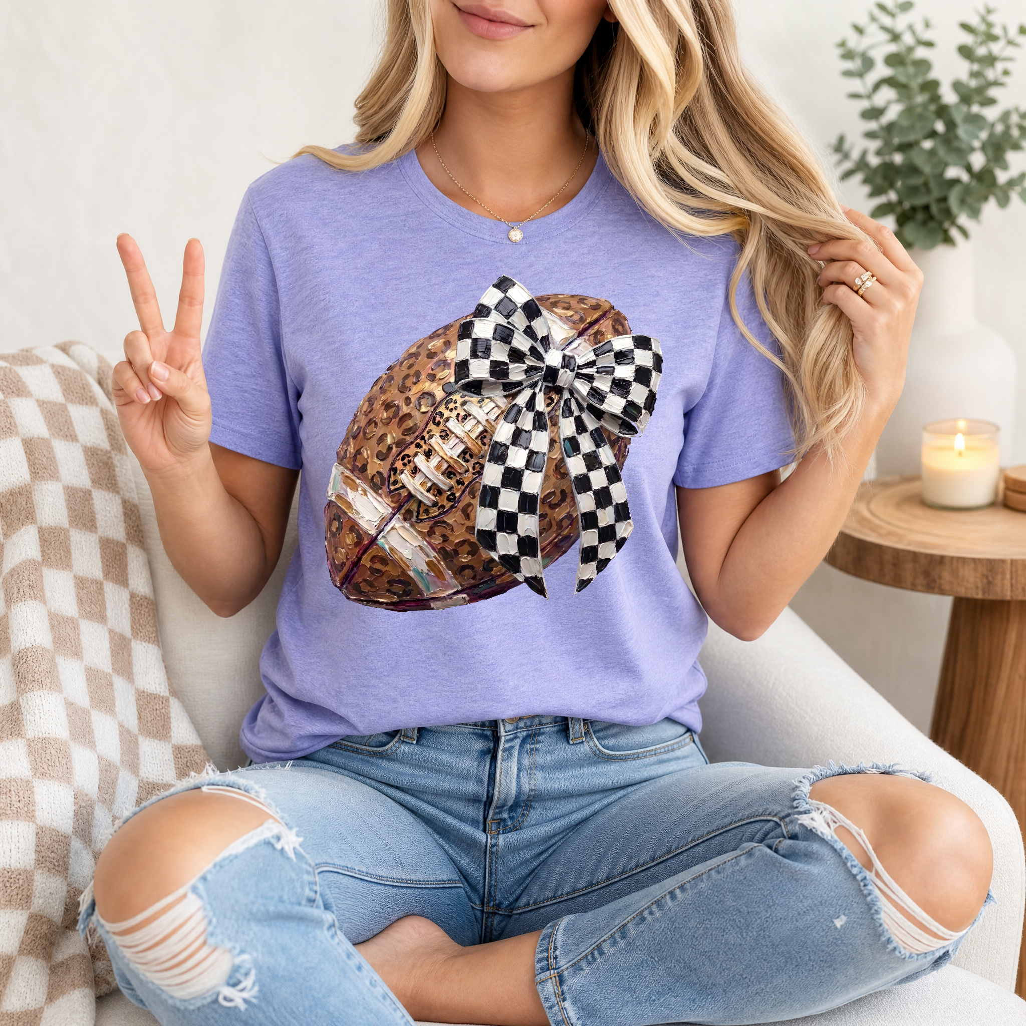 Leopard Painted Football Premium Graphic Tee