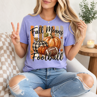Fall Means Football Pumpkin Graphic Tee