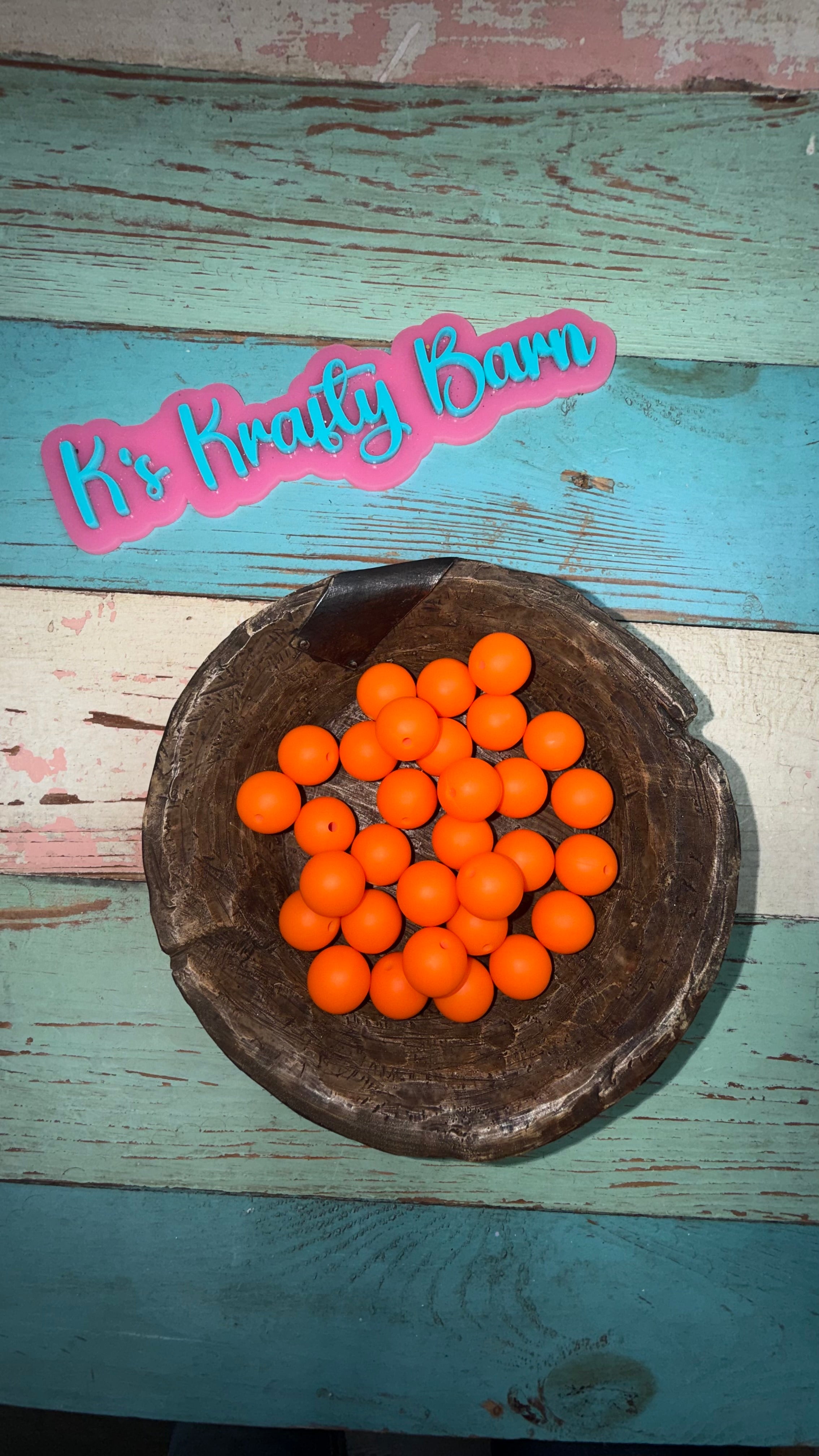 15mm Solid Silicone Beads- Tangerine