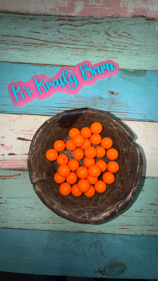 15mm Solid Silicone Beads- Tangerine