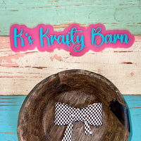 Silicone Focal Bead- Light pink checkered bow K's Krafty Barn