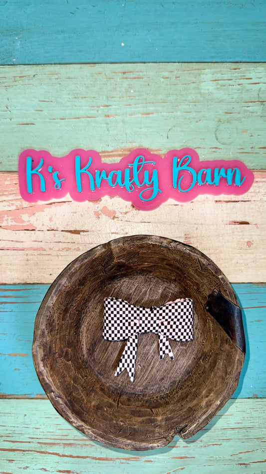 Wholesale Silicone Focal Bead- Light pink checkered bow