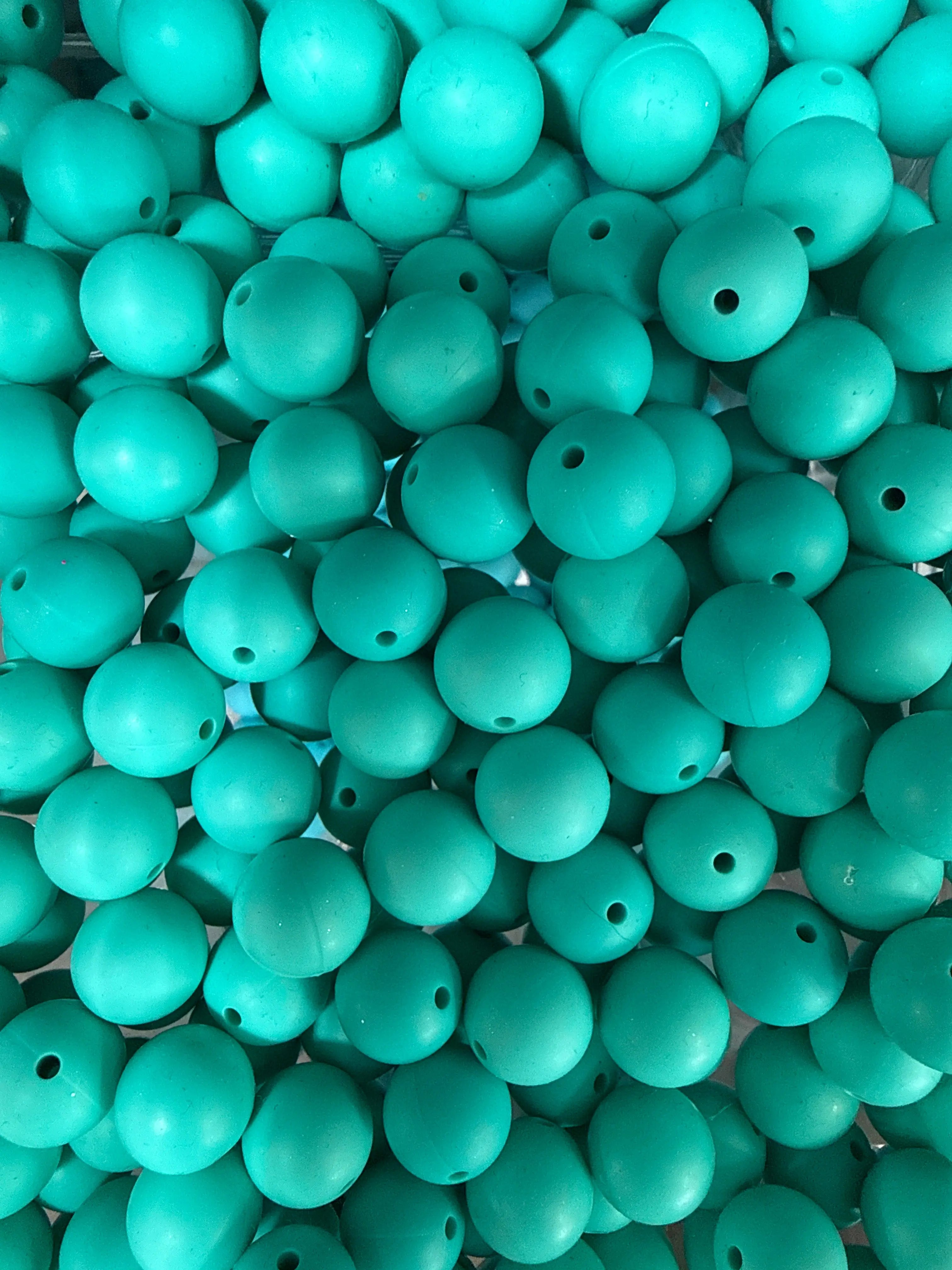 15mm Solid Silicone Beads- Teal K's Krafty Barn