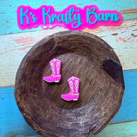 Silicone Focal Bead- Pink & White Cowgirl boots K's Krafty Barn