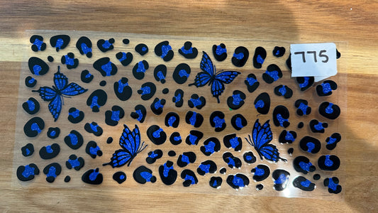 #775 Blue print butterflies