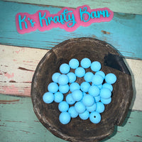 15mm Solid Silicone Beads- Powder Blue