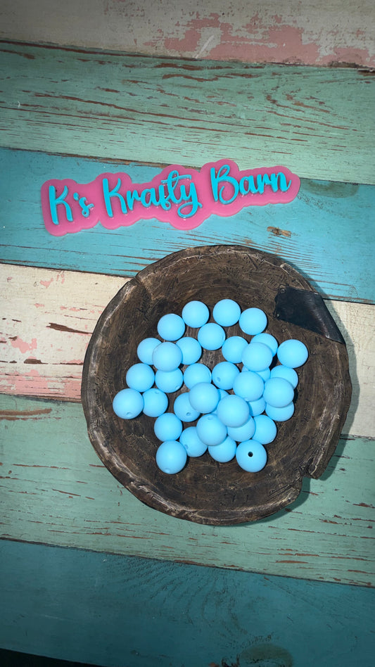 15mm Solid Silicone Beads- Powder Blue