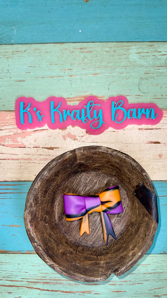 Silicone Focal Bead- Halloween color bow K's Krafty Barn