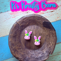 Silicone Focal Bead- 3D bunny with flower headband K's Krafty Barn
