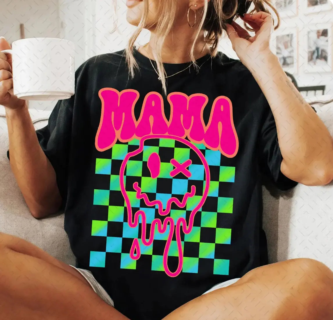 Neon Mama Checkered K's Crafty Vibes Co.