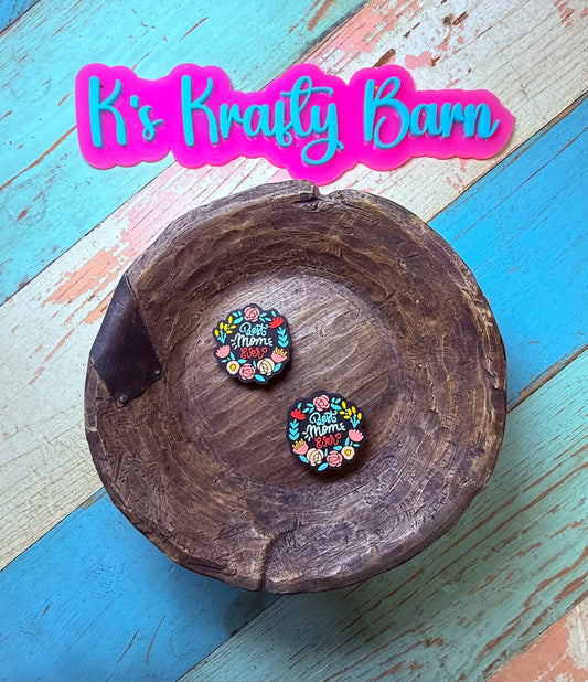 Silicone Focal Bead- Best Mom EVER flowers K's Krafty Barn