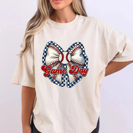 Baseball Game Day Shirt | Baseball Bow Graphic Tee K's Krafty Barn