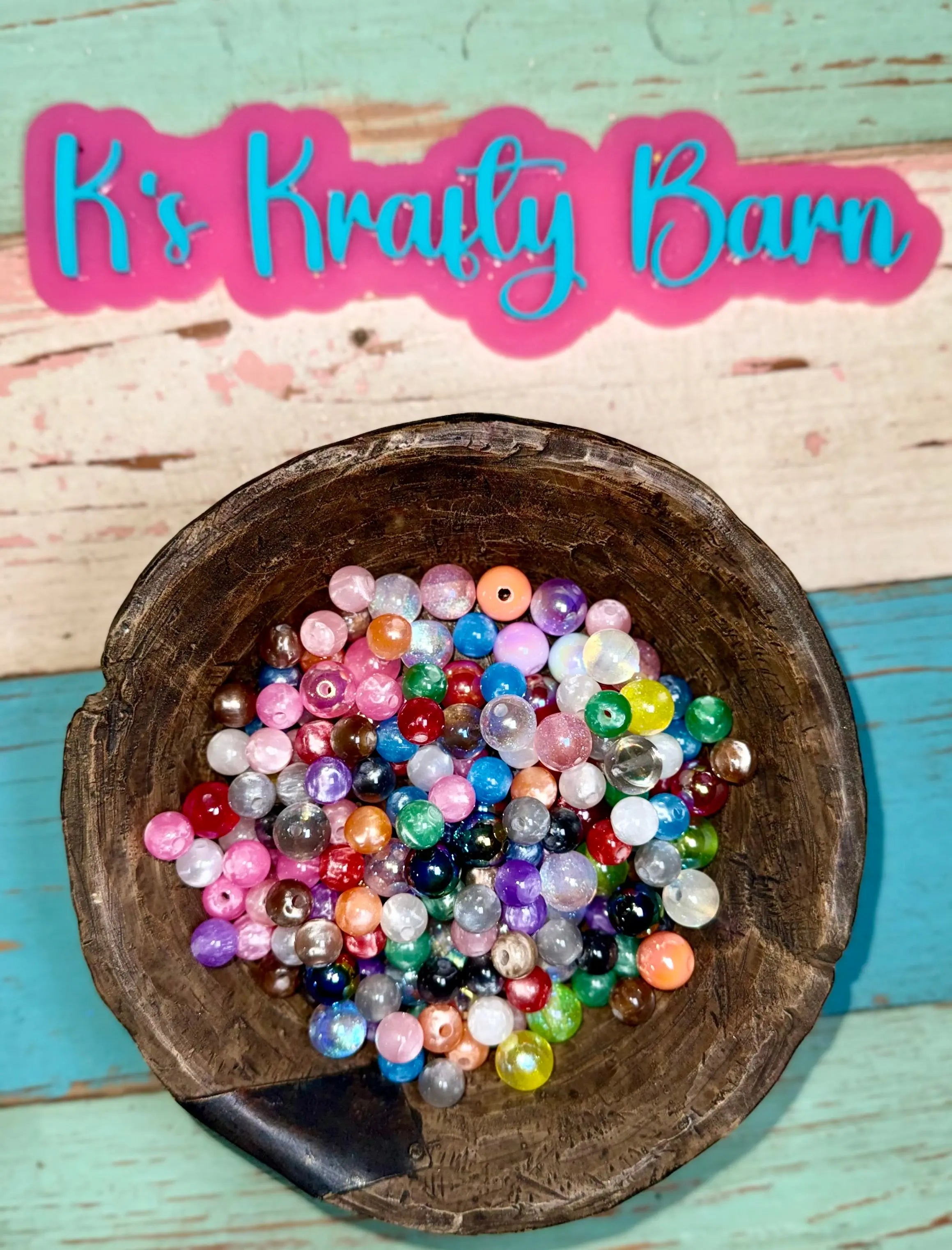8mm–14mm Mixed Size Acrylic Beads – Random Color & Finish Mix K's Krafty Barn