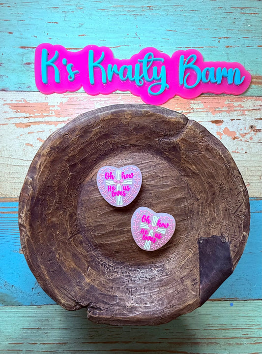 Silicone Focal Bead- Oh how He loves us K's Krafty Barn