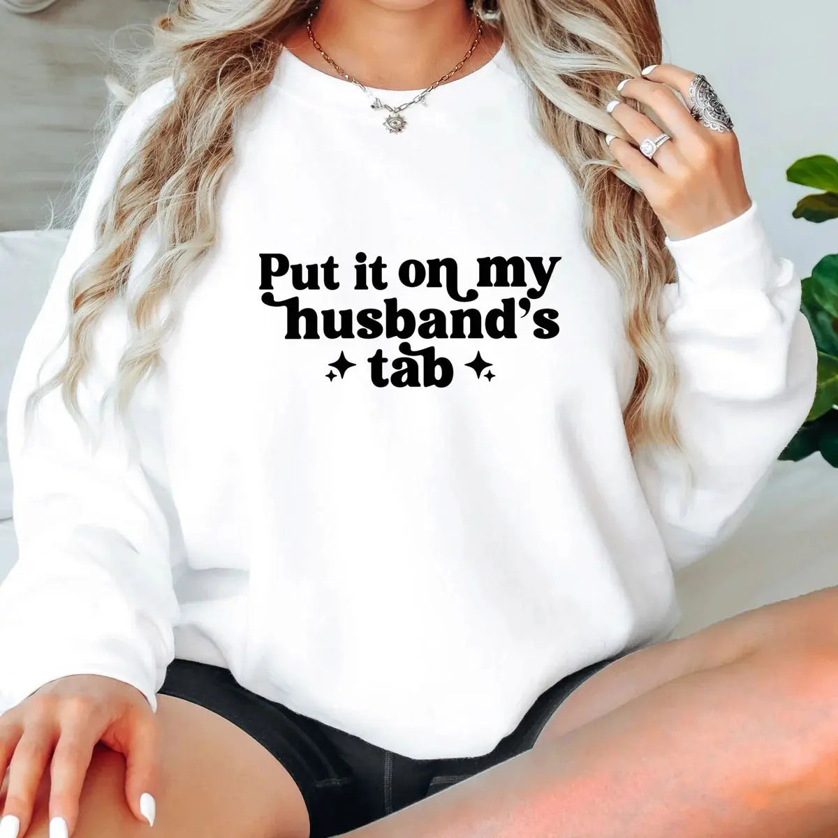 Put It On My Husband’s Tab Funny Wife Graphic Shirt K's Krafty Barn