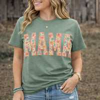 Floral Mama Shirt – Retro Mama Graphic Tee – Mom Life Shirt – Gildan Softstyle K's Krafty Barn