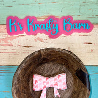 Silicone Focal Bead- Heart bow K's Krafty Barn