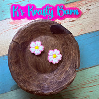 Silicone Focal Bead- Pink & White Hibiscus Flower K's Krafty Barn