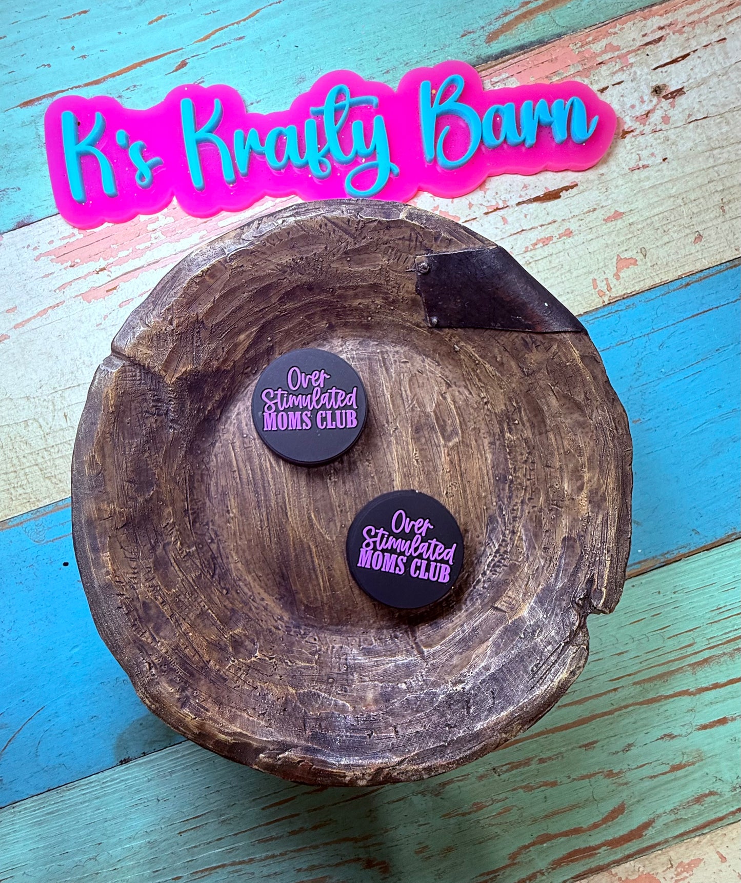 Wholesale Silicone Focal Bead-Purple overstimulated Moms club