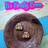 Silicone Focal Bead- Easter egg rainbow K's Krafty Barn