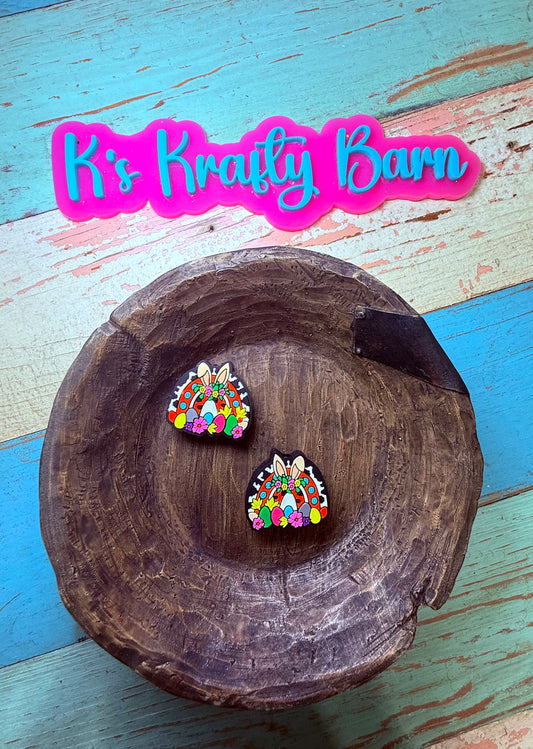 Wholesale Silicone Focal Bead- Easter egg rainbow