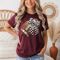 Leopard Football & Checkerboard Bow Graphic Tee