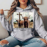 Follow the Word Not the Herd Highland Cow Graphic Hoodie