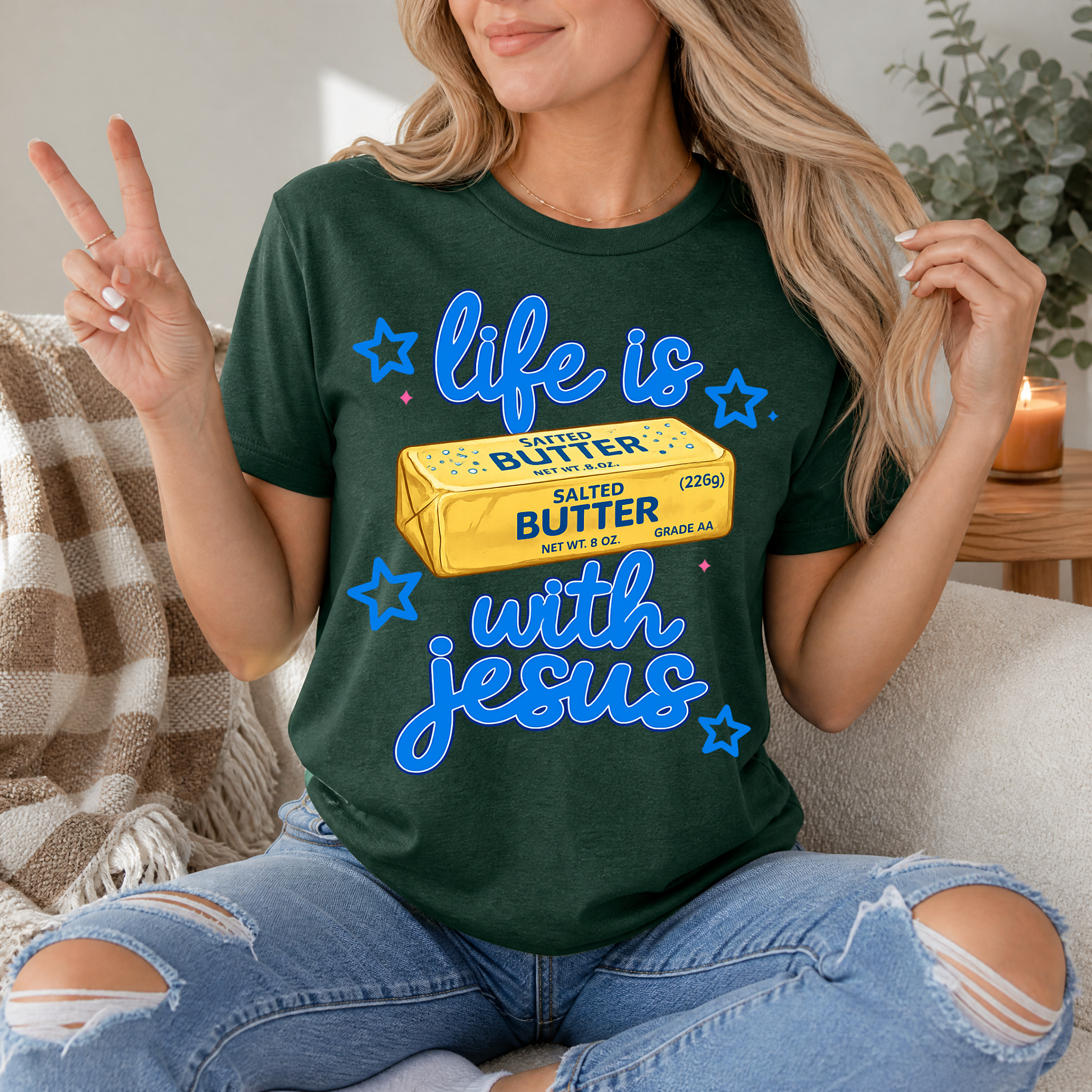 Life Is Butter With Jesus Premium Graphic Tee