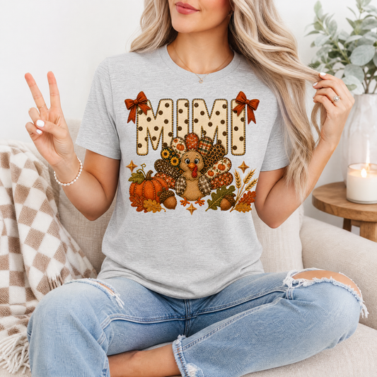 Mimi Thanksgiving Turkey & Bow Graphic Tee