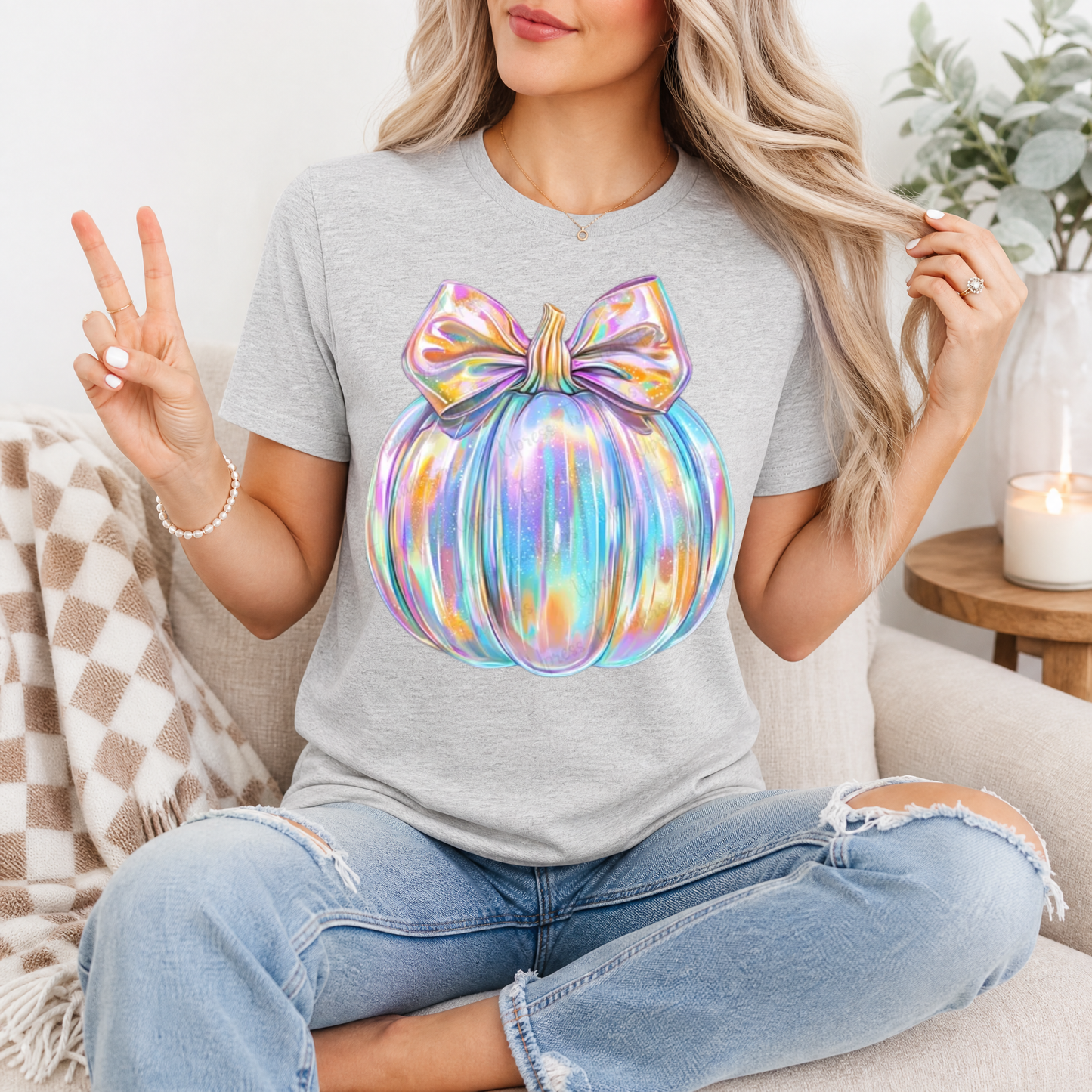 Sparkle Iridescent Pumpkin Premium Graphic Tee