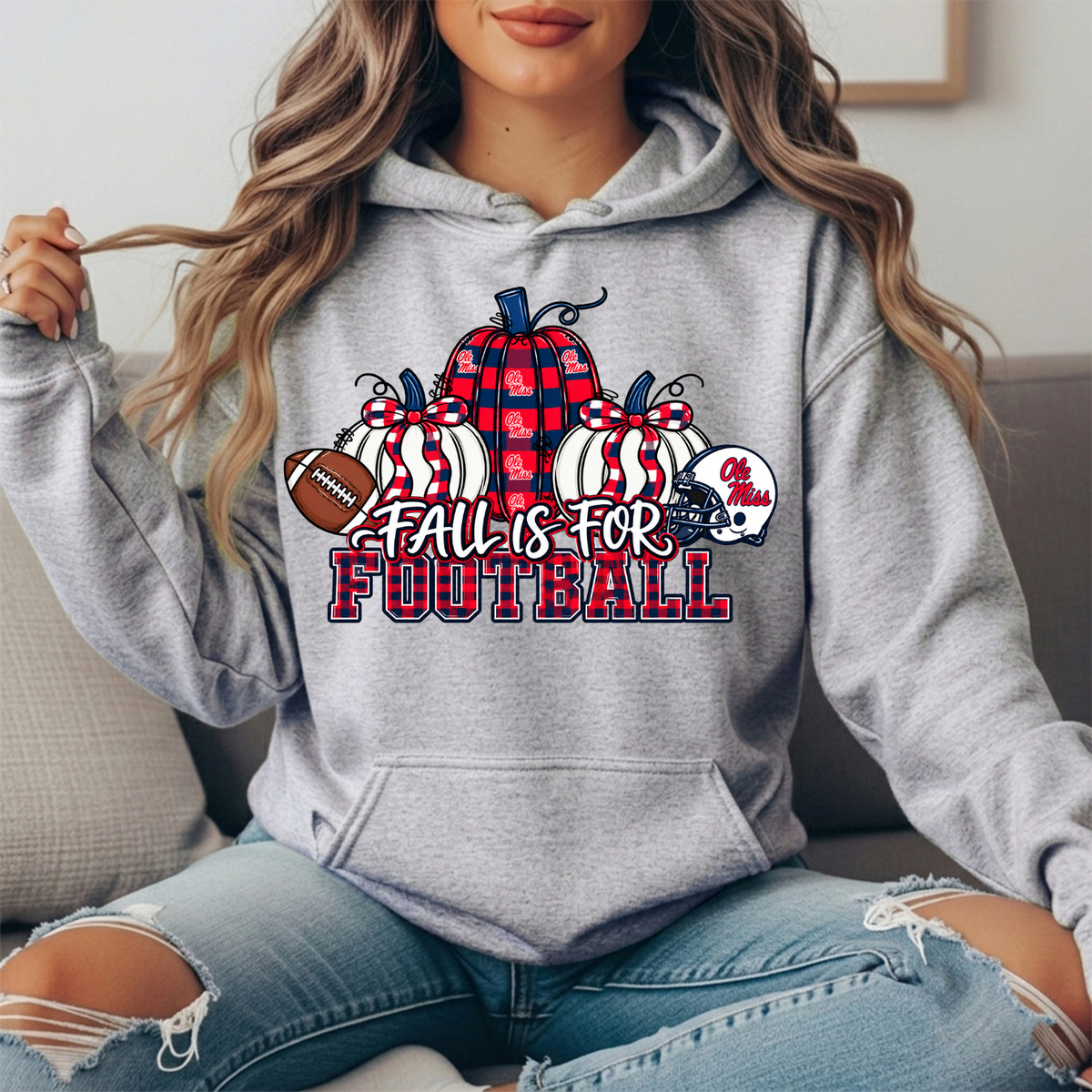 Ole Miss Fall Is for Football Pumpkin Graphic Hoodie