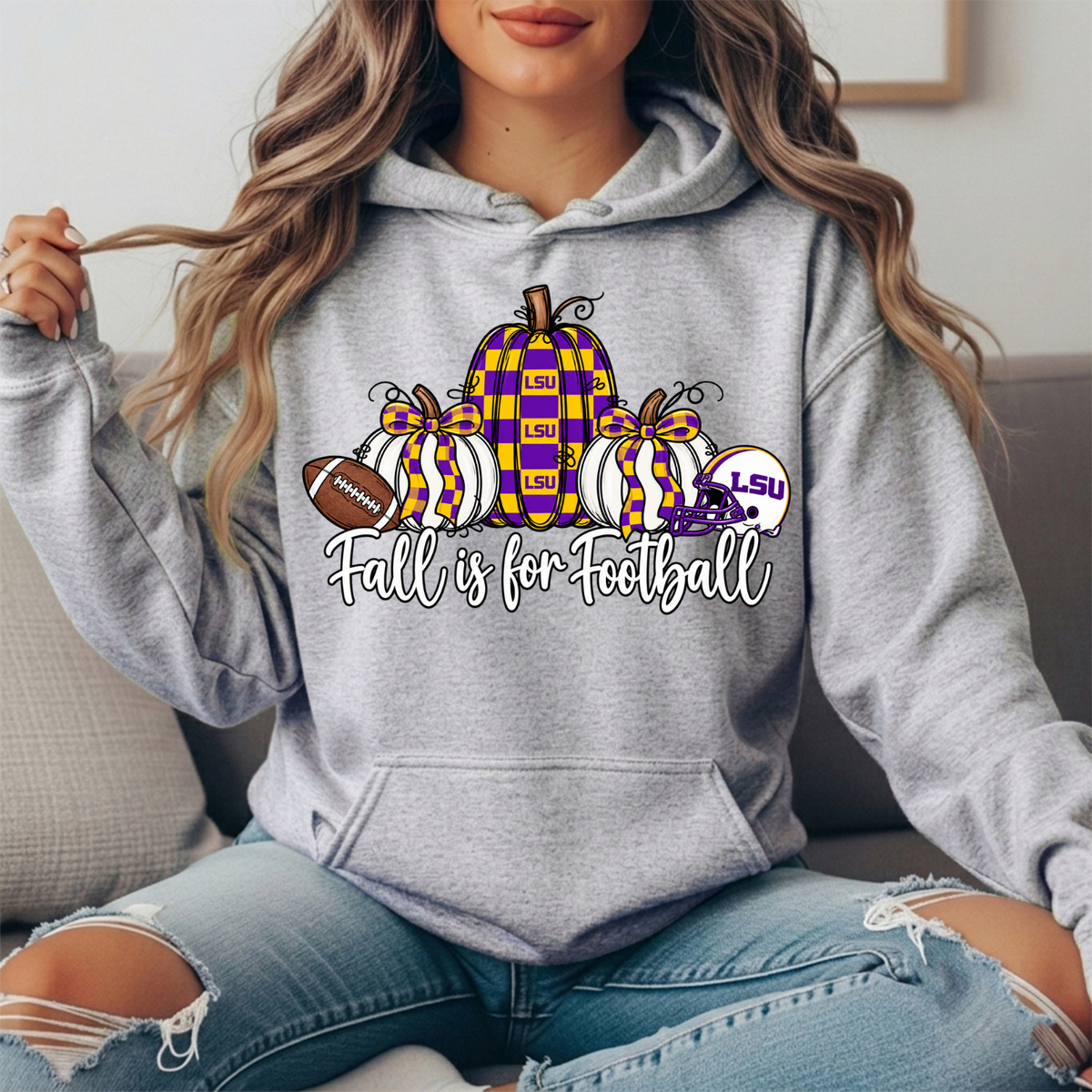 LSU Fall Is for Football Pumpkin Graphic Hoodie
