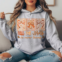Fall for Jesus He Never Leaves Bow Cross Graphic Hoodie
