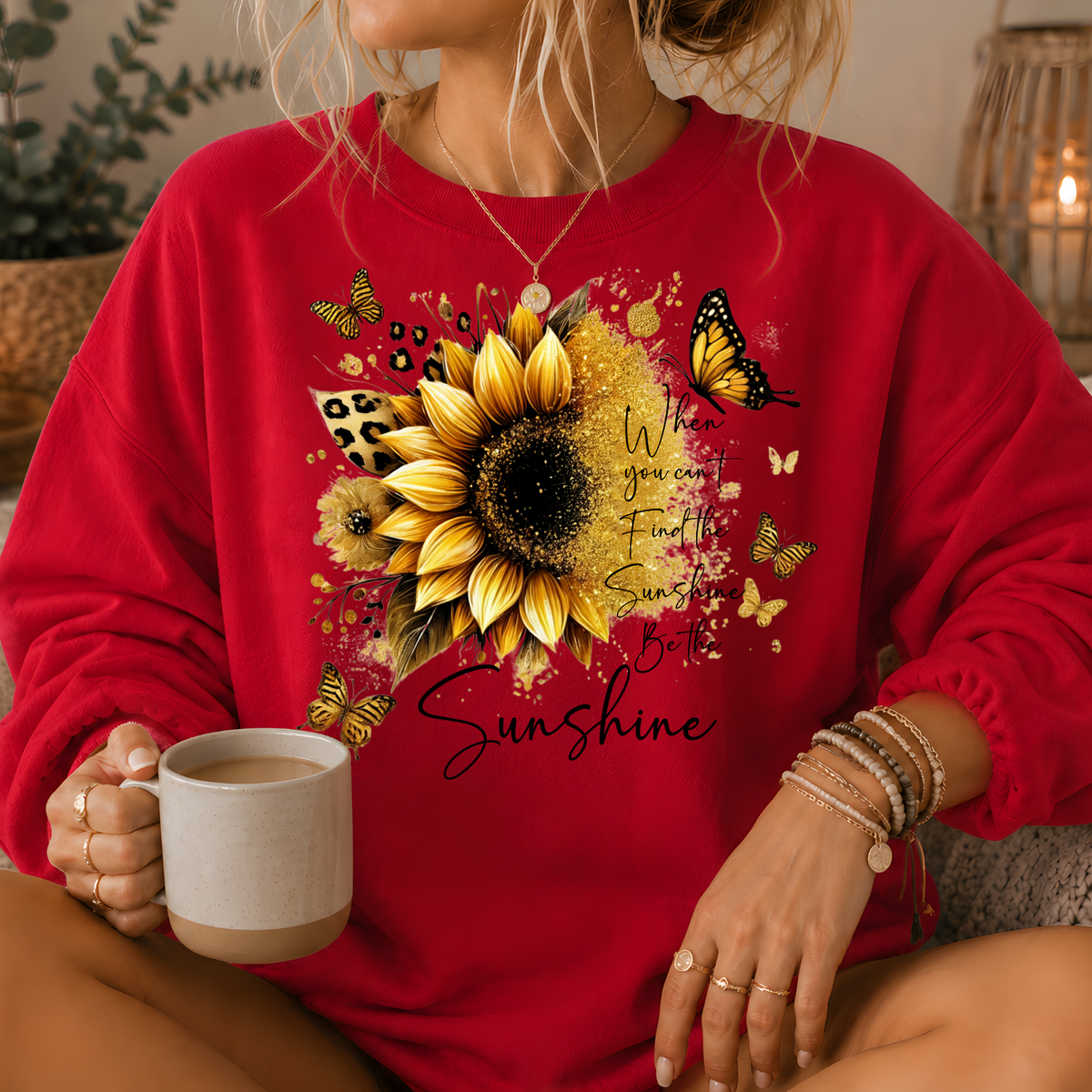 Be the Sunshine Sunflower Butterfly Crewneck Sweatshirt