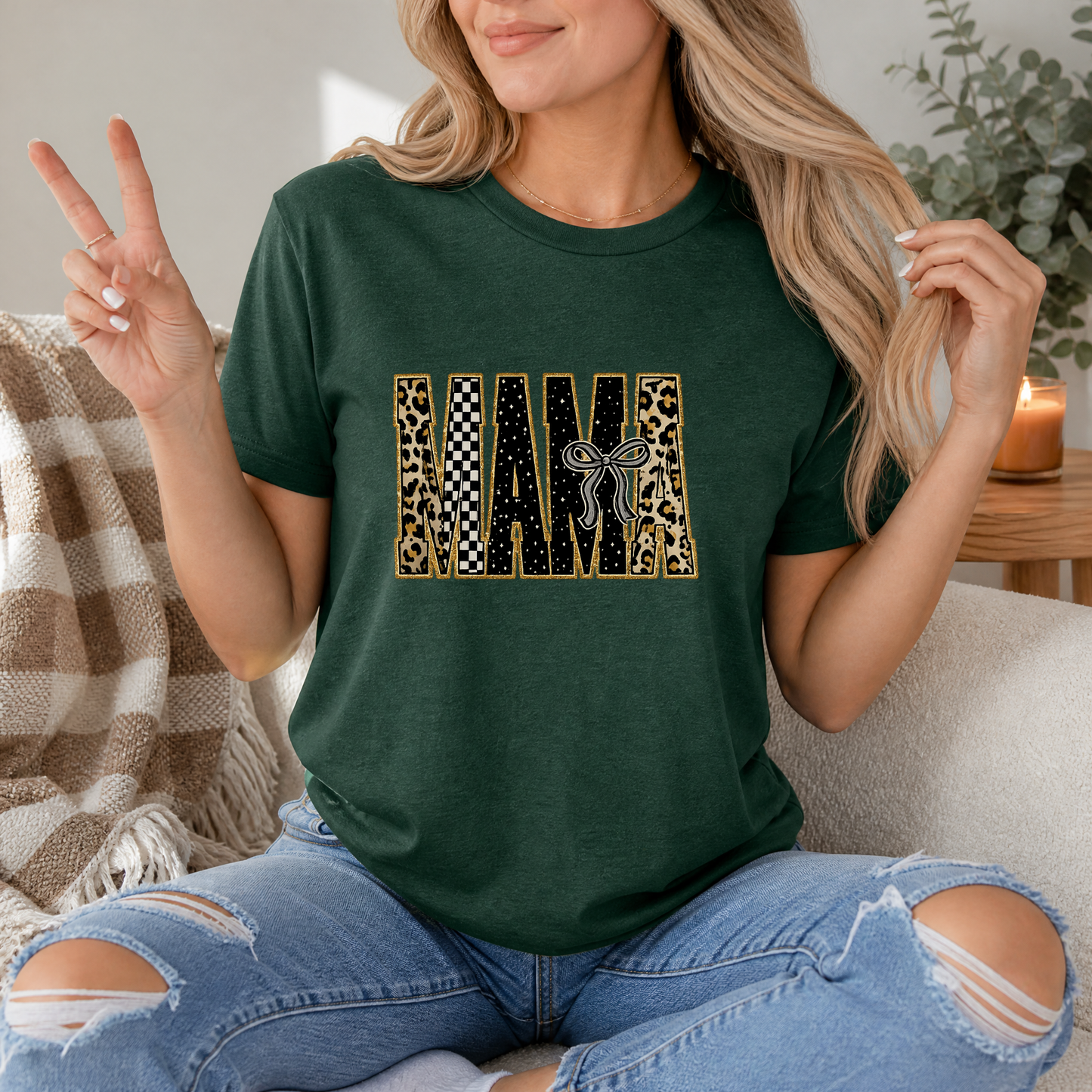 Mama Mixed Pattern Premium Graphic Tee