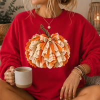 Rustic Lace & Burlap Pumpkin Graphic Crewneck Sweatshirt