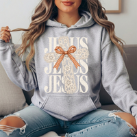 Jesus Floral Lace Cross & Gingham Bow Graphic Hoodie
