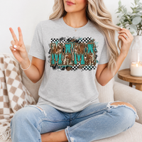 Western Mama Turquoise & Checkerboard Graphic Tee