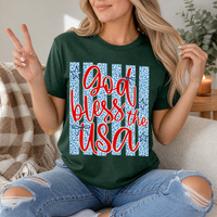 God Bless The USA Cheetah Blue Premium Graphic Tee